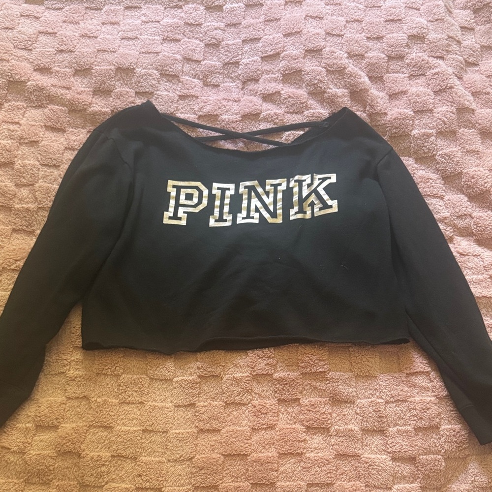 PINK Victoria's Secret Black Off-the-Shoulder Sweater